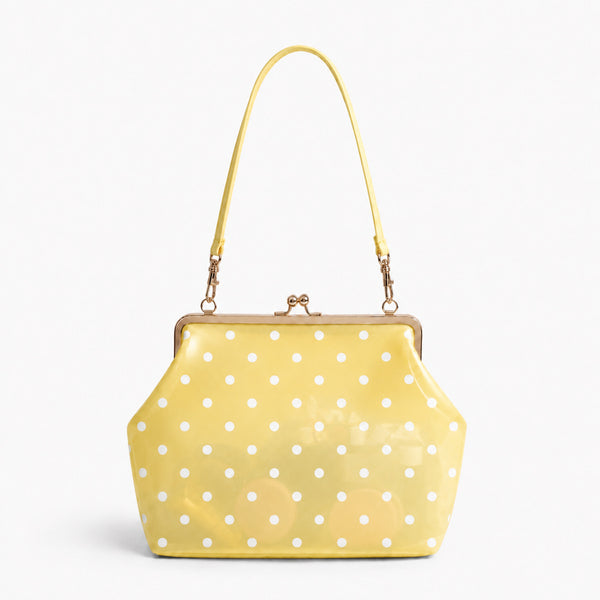 Structured translucent pastel frame-clasp shoulder bag with gold-tone hinged ball clasp and slim top handle, detail view 22