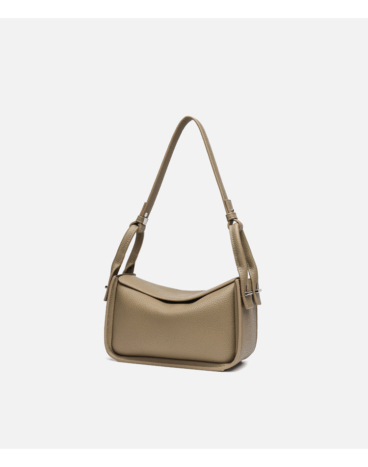 Structured pebble-grain flap shoulder bag with adjustable strap, detail view 9